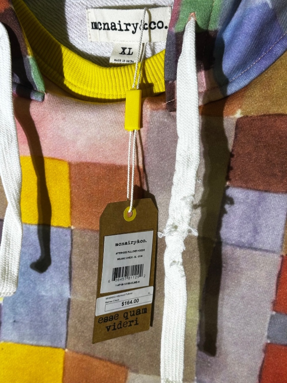 Men's - Sz XL Mark McNairy & Co Afterhood Pullover Hoodie Melmac Check - Picture 2 of 5